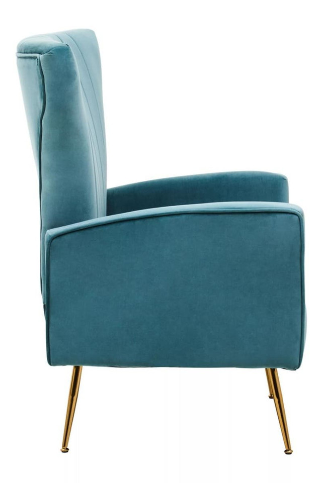 Premier Housewares Zamora Green Velvet Accent Chair With Gold Finish Legs
