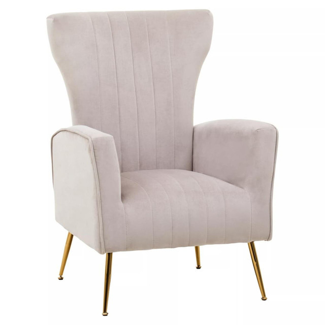 Premier Housewares Zamora Mink Velvet Accent Chair With Gold Finish Legs