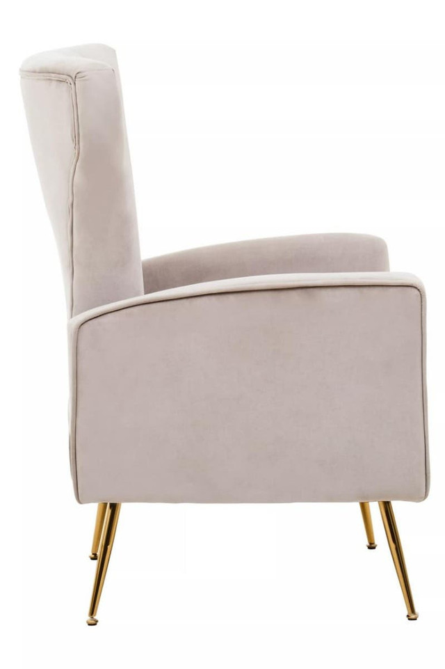 Premier Housewares Zamora Mink Velvet Accent Chair With Gold Finish Legs