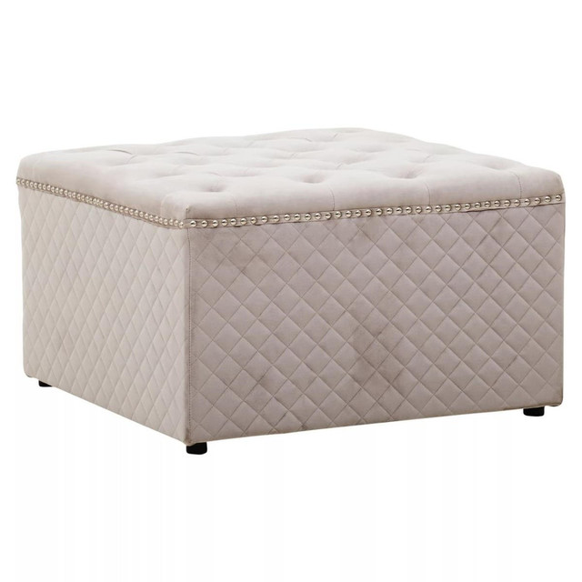 Premier Housewares Zamora Square Mink Velvet Ottoman