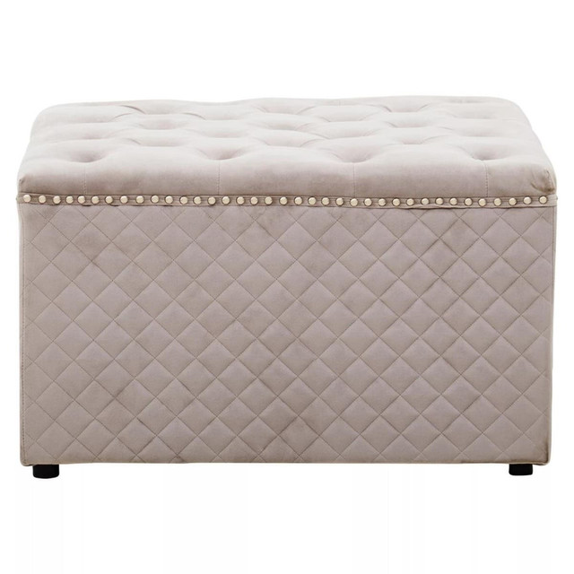 premier housewares Zamora Square Mink Velvet Ottoman