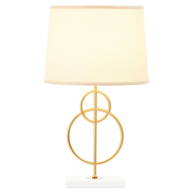 Premier Housewares Zara White And Gold Circles Table Lamp