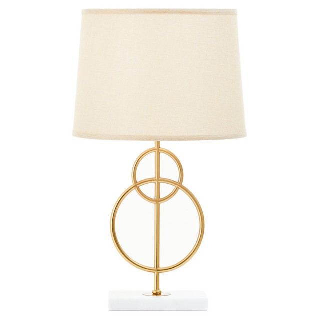 Premier Housewares Zara White And Gold Circles Table Lamp