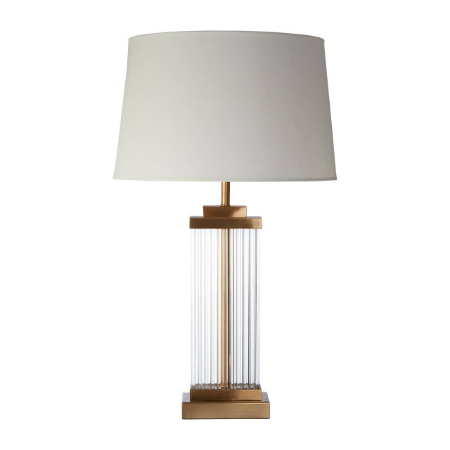 Premier Housewares Zariah Glass And Gold Finish Table Lamp With White Linen Shade