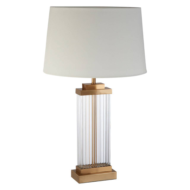 Premier Housewares Zariah Glass And Gold Finish Table Lamp With White Linen Shade
