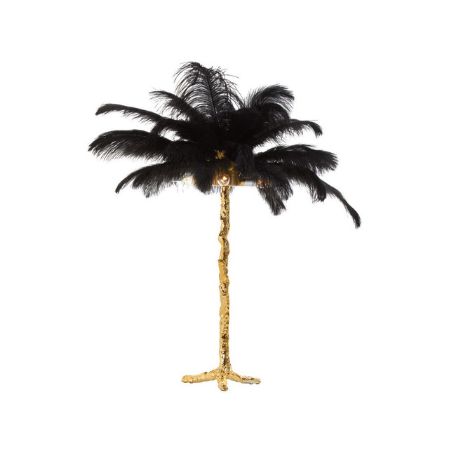 Premier Housewares Zendaya Black Ostrich Feather Table Lamp