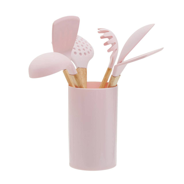 Premier Housewares Zing 7 Piece Utensil Set In Pastel Pink