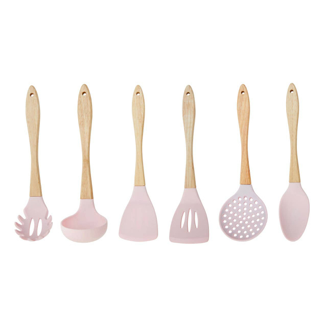 Premier Housewares Zing 7 Piece Utensil Set In Pastel Pink