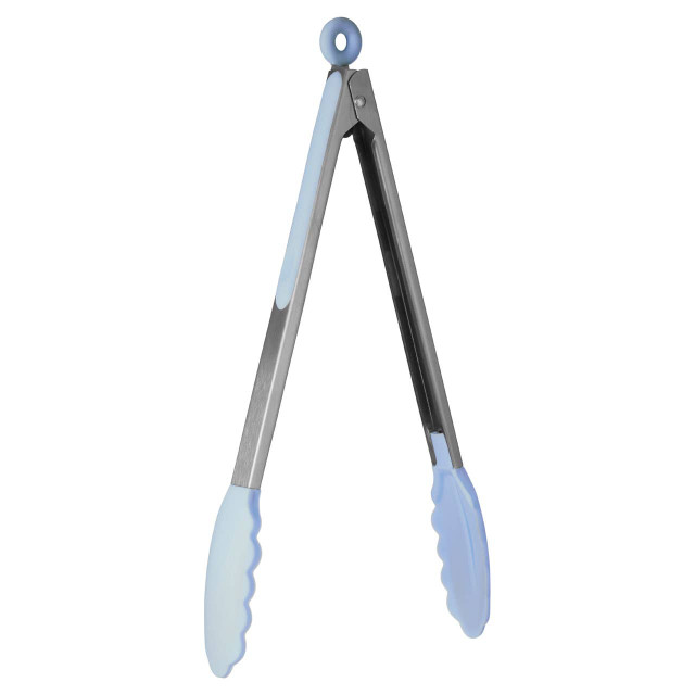 Premier Housewares Zing Light Blue Silicone And Stainless Steel Tongs