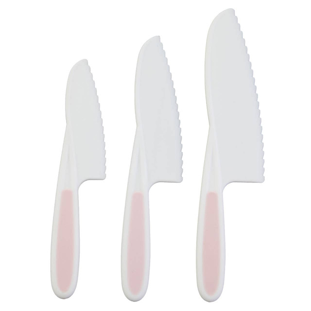 premier housewares Zing Set of 3 Dessert or Salad Knives in Pastel Pink