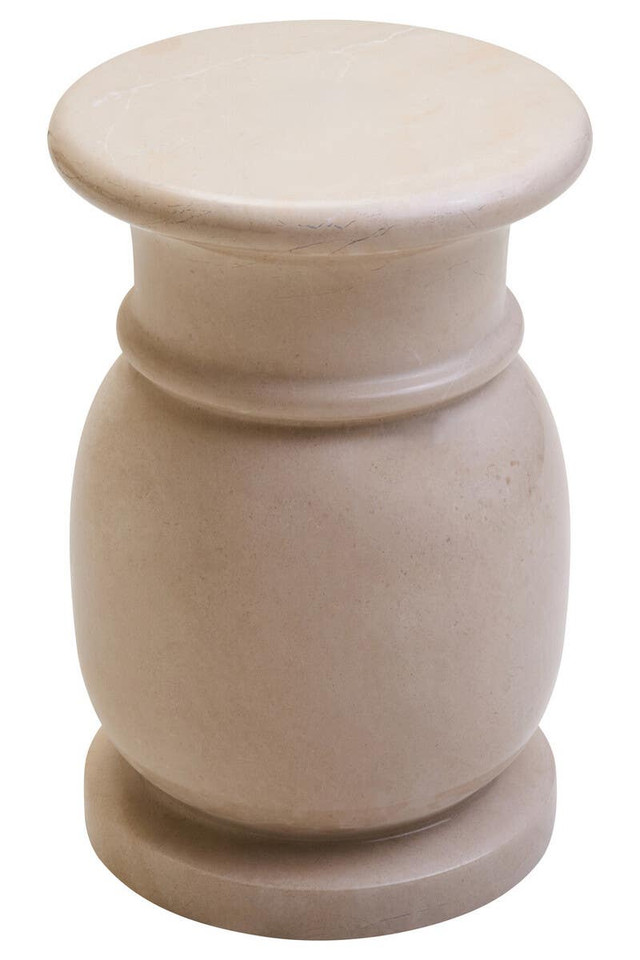 Premier Housewares Zoro Cream Marble Stool And Side Table