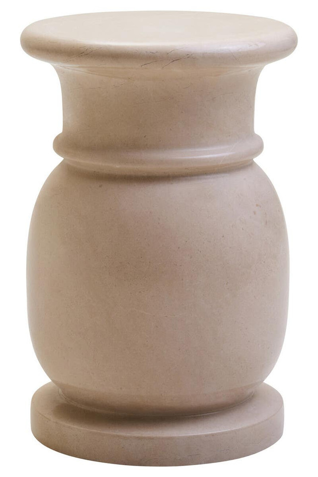 Premier Housewares Zoro Cream Marble Stool And Side Table