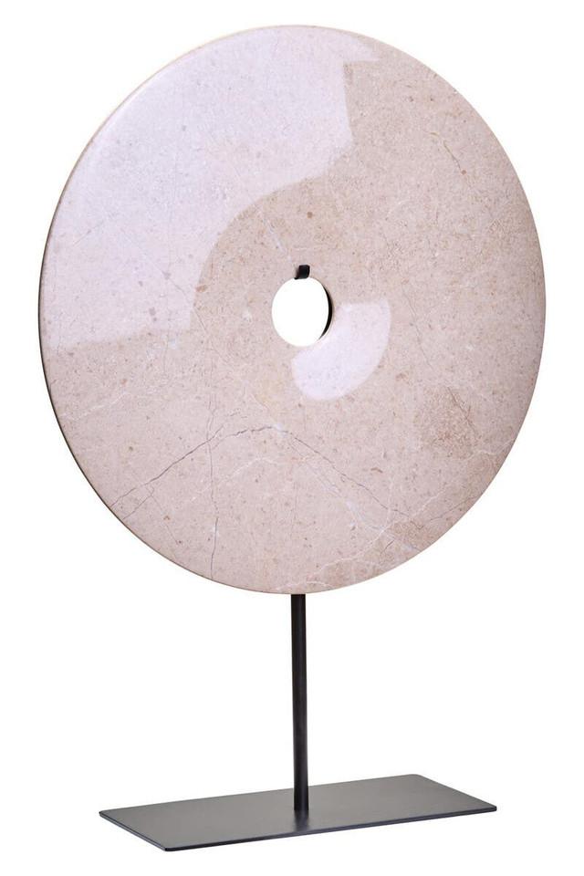 Premier Housewares Zoro Extra Large Cream Round Dia 35cm Marble Disc Sculpture