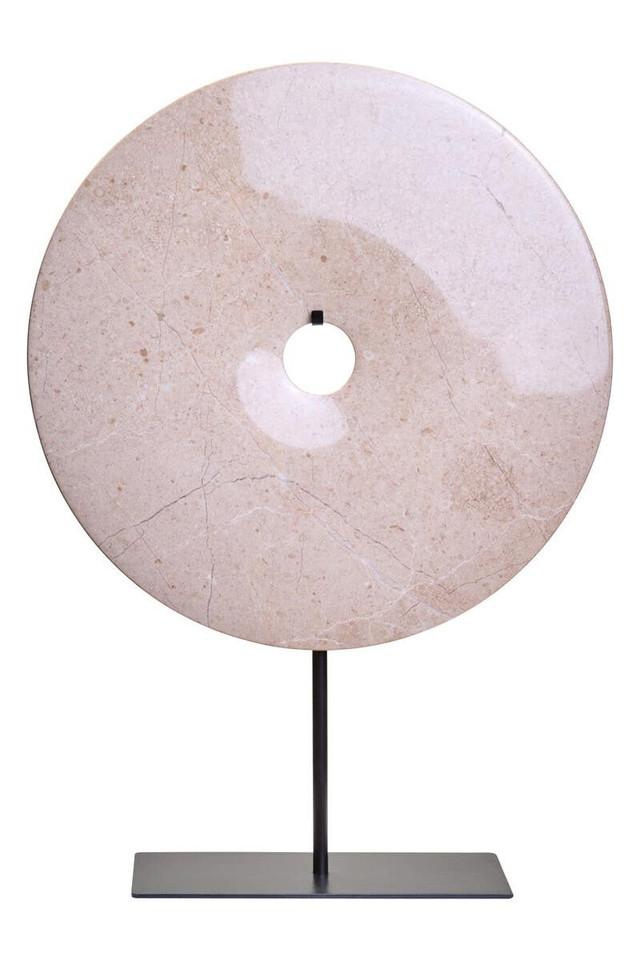 Premier Housewares Zoro Extra Large Cream Round Dia 35cm Marble Disc Sculpture