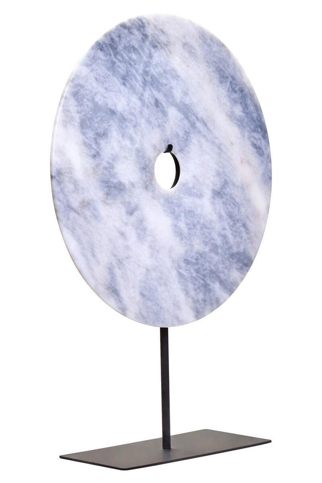 premier housewares Zoro Extra Large Round Dia 35cm Grey Marble Disc Sculpture