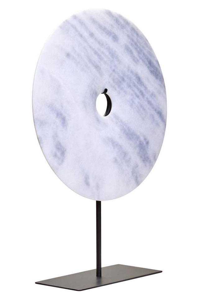 premier housewares Zoro Extra Large Round Dia 35cm White Marble Disc Sculpture