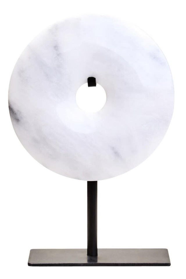 Premier Housewares Zoro Extra Small Round Dia 15cm Grey Marble Disc Sculpture
