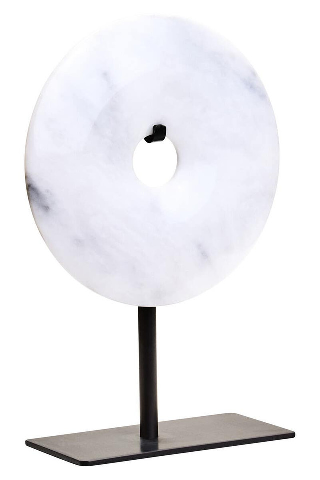 premier housewares Zoro Extra Small Round Dia 15cm Grey Marble Disc Sculpture
