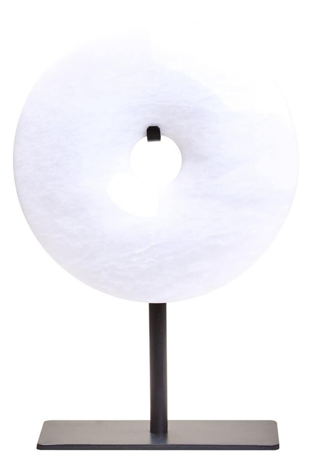 Premier Housewares Zoro Extra Small Round Dia 15cm White Marble Disc Sculpture