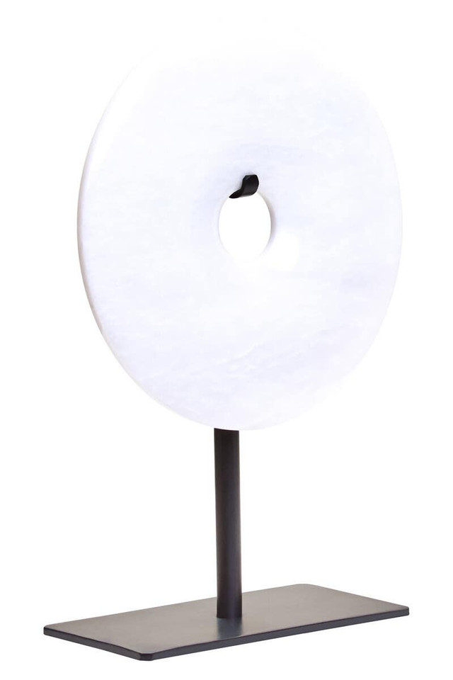 premier housewares Zoro Extra Small Round Dia 15cm White Marble Disc Sculpture