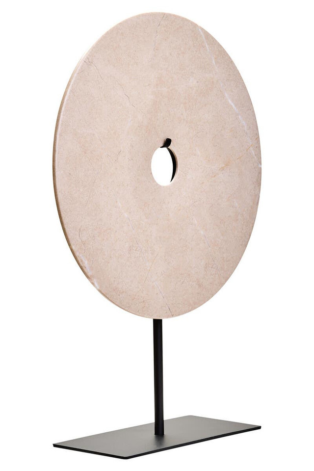 Premier Housewares Zoro Large Cream Marble Round Dia 30cm Disc Sculpture