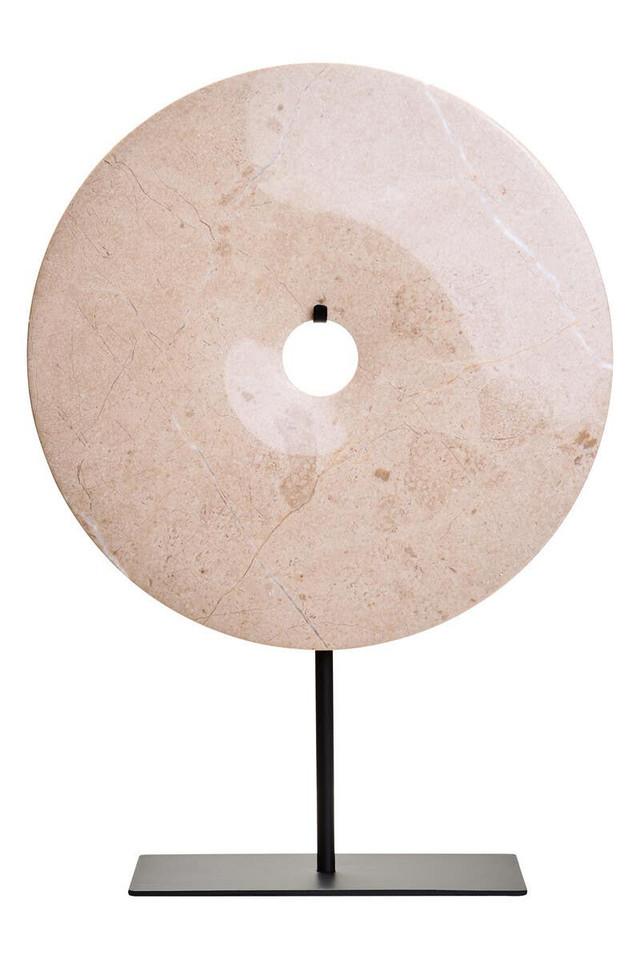 Premier Housewares Zoro Large Cream Marble Round Dia 30cm Disc Sculpture