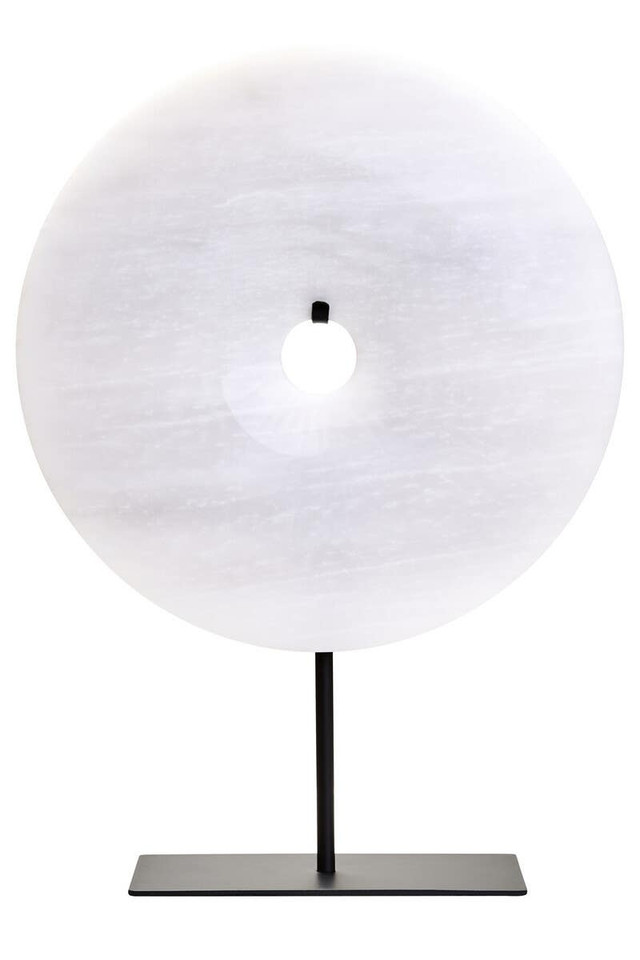 Premier Housewares Zoro Large Round Dia 30cm Grey Marble Disc Sculpture