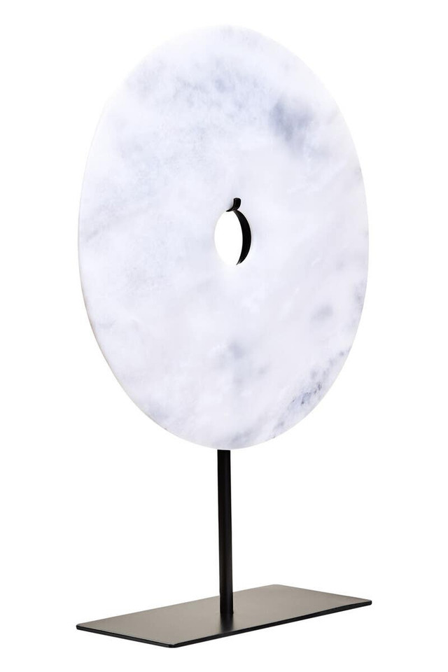premier housewares Zoro Large Round Dia 30cm White Marble Disc Sculpture premier housewares Zoro Large Round Dia 30cm White Marble Disc Sculpture