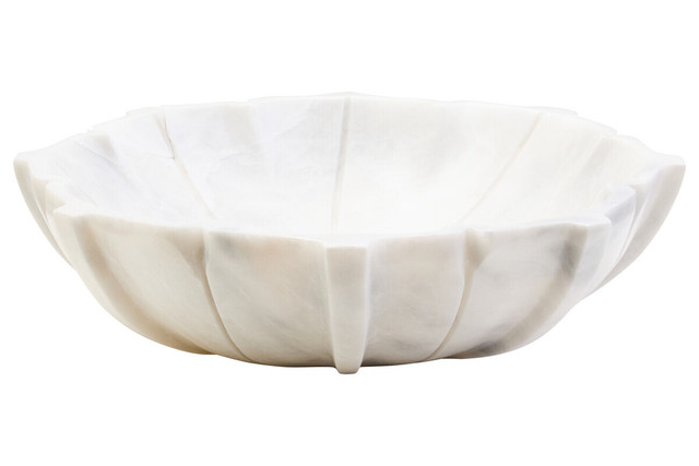 Premier Housewares Zoro Large White Marble Lotus Bowl