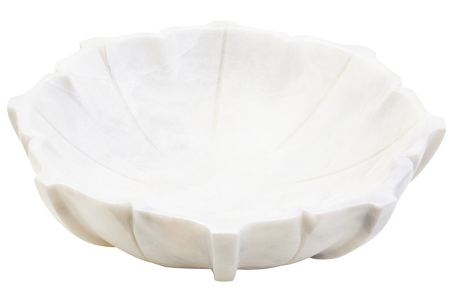 premier housewares Zoro Large White Marble Lotus Bowl