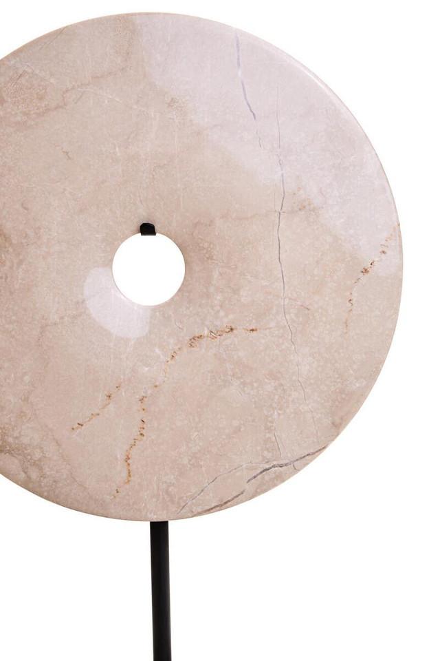 Premier Housewares Zoro Medium Cream Marble Round Dia 25cm Disc Sculpture