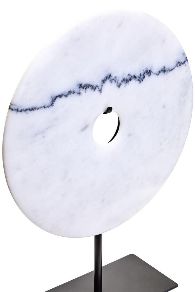 Premier Housewares Zoro Medium Round Dia 25cm White Marble Disc Sculpture