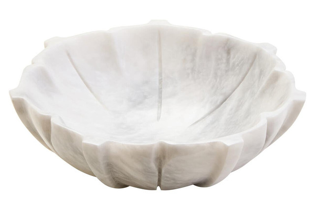 premier housewares Zoro Medium White Marble Lotus Bowl