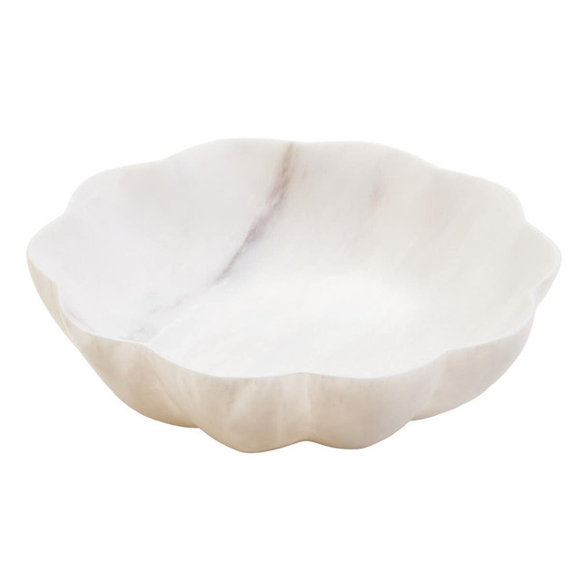 premier housewares Zoro Medium White Marble Scalloped Bowl
