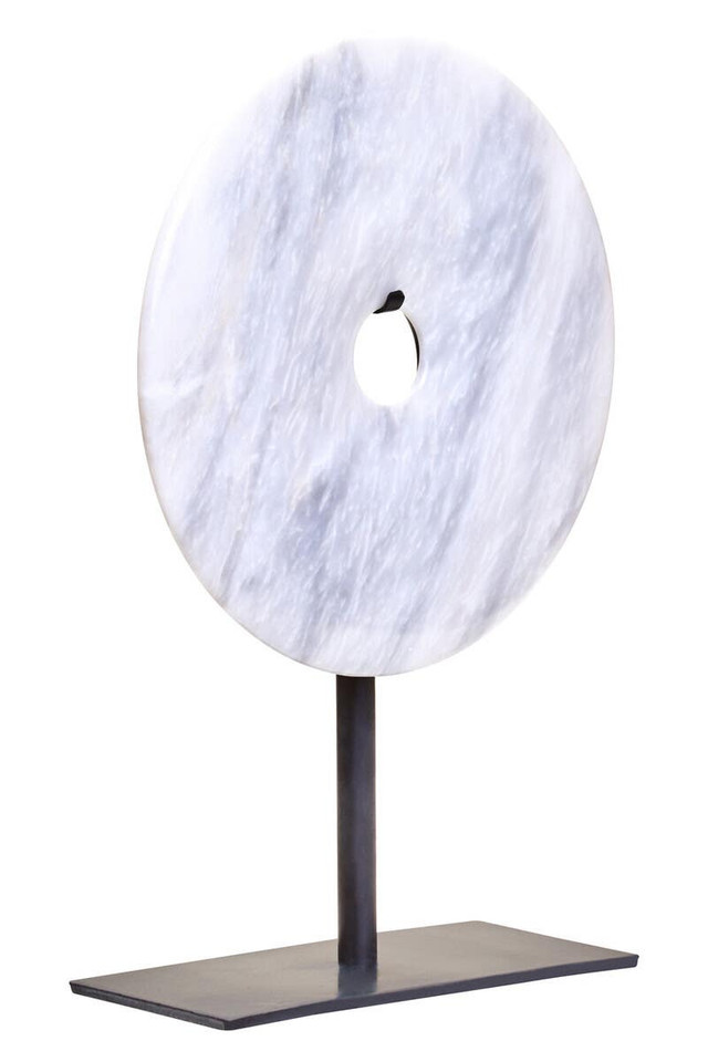 Premier Housewares Zoro Small Round Dia 20cm White Marble Disc Sculpture