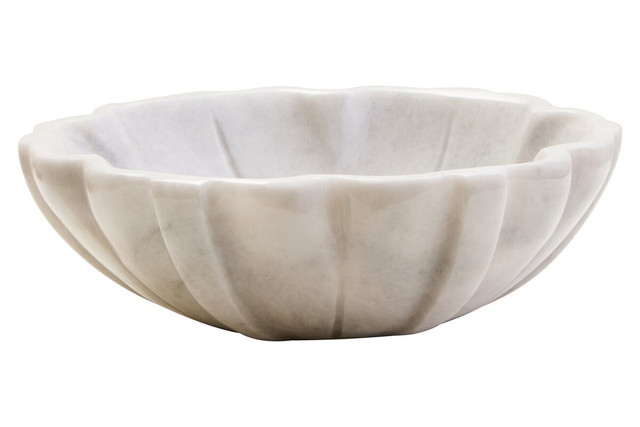 Premier Housewares Zoro Small White Marble Lotus Bowl