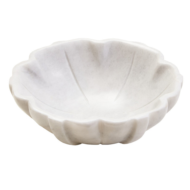 premier housewares Zoro Small White Marble Lotus Bowl