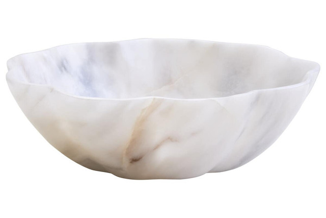 Premier Housewares Zoro Small White Marble Scalloped Bowl