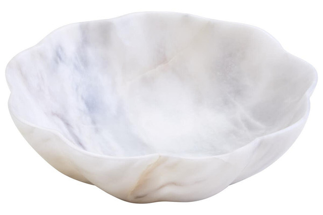 premier housewares Zoro Small White Marble Scalloped Bowl