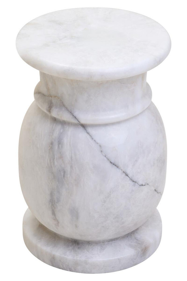 premier housewares Zoro White Marble Stool And Side Table