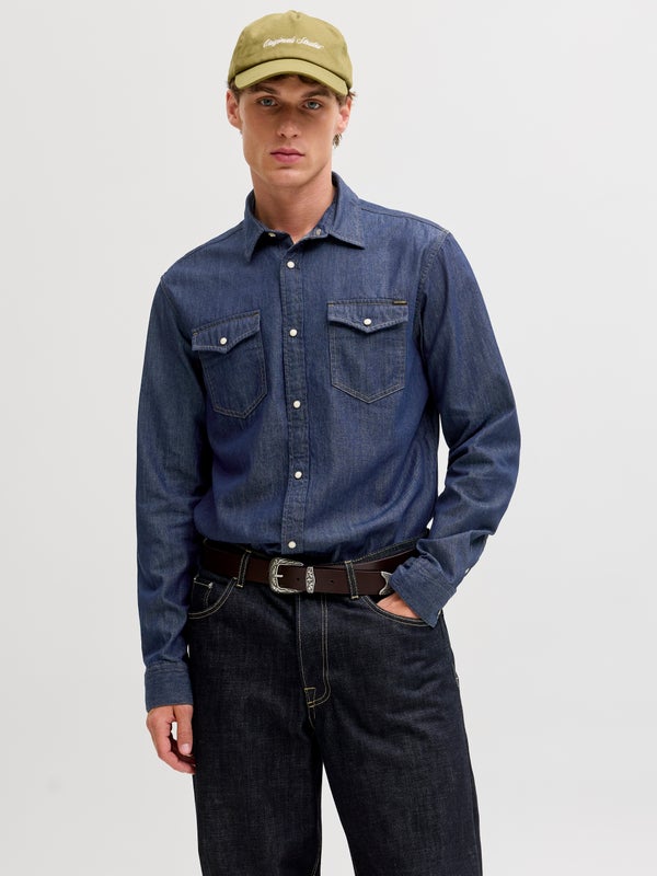 Premium By Jack & Jones Comfort Fit Denim Shirt Blue / Dark Denim