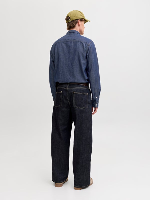 Premium By Jack & Jones Comfort Fit Denim Shirt Blue / Dark Denim