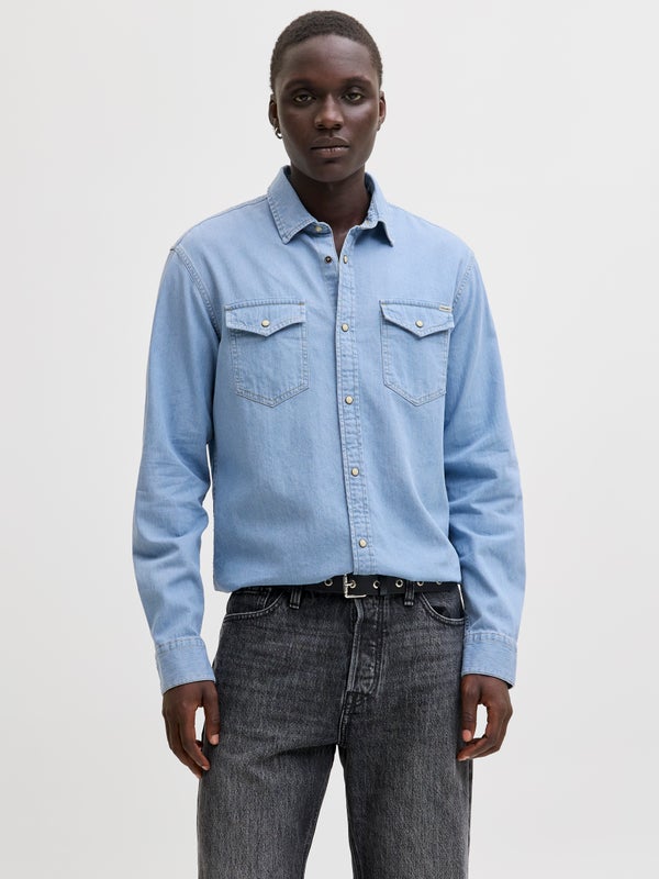 premium by jack & jones Comfort Fit Denim Shirt Blue / Light Blue Denim