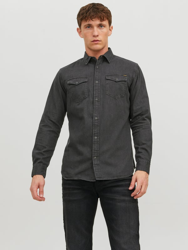 premium by jack & jones Comfort Fit Denim Shirt Grey / Black Denim