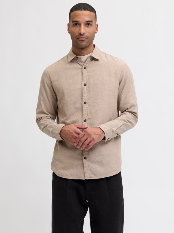 premium by jack & jones Comfort Fit Flannel shirt Beige / Oatmeal
