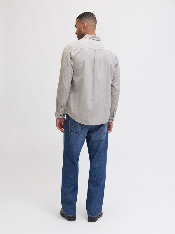 Premium By Jack & Jones Comfort Fit Flannel Shirt Grey / Light Grey Melange