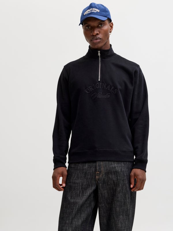 Premium By Jack & Jones Half Zip Sweatshirt Black / Black