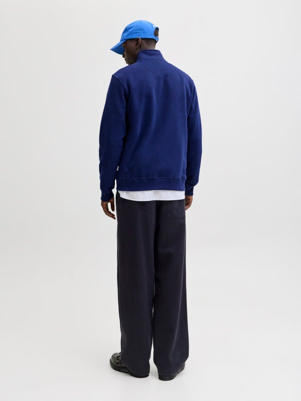 Premium By Jack & Jones Half Zip Sweatshirt Blue / Ocean Cavern