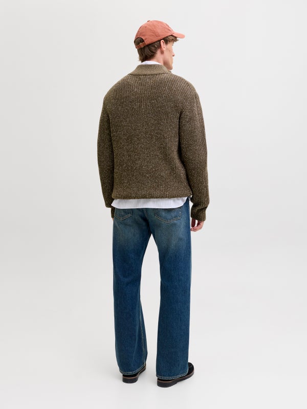 Premium By Jack & Jones Half Zip Sweatshirt Green / Canteen