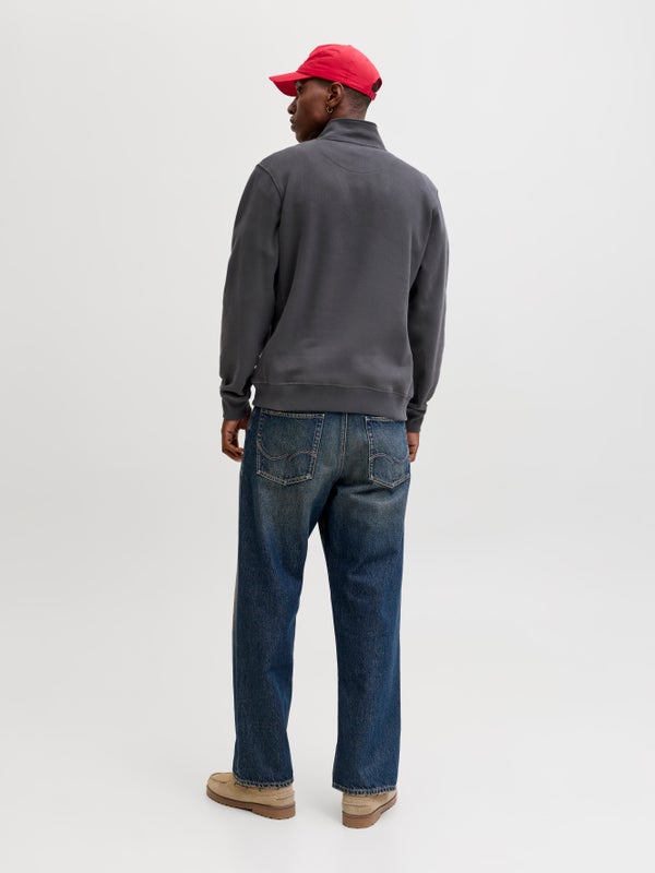 Premium By Jack & Jones Half Zip Sweatshirt Grey / Asphalt